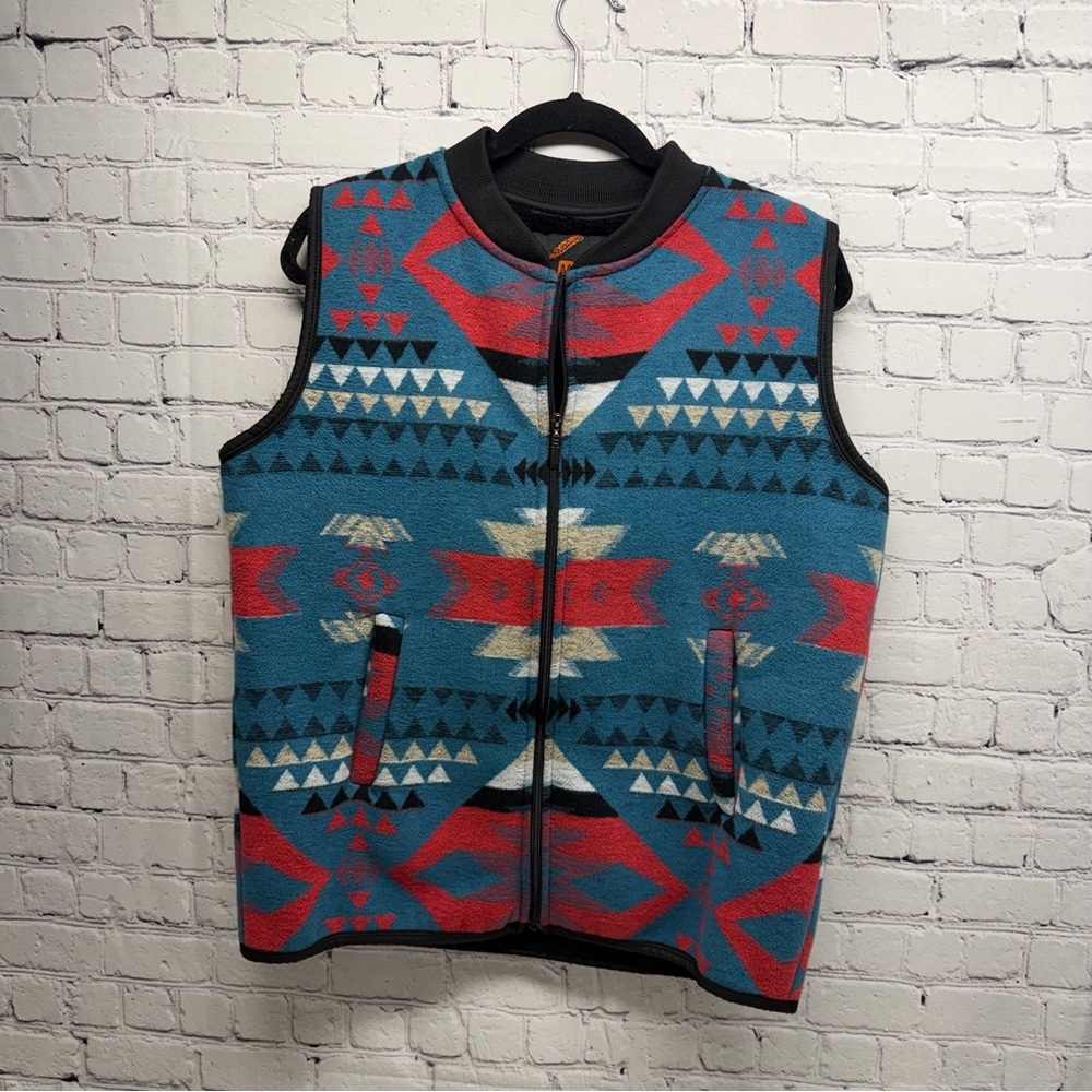 Native Men's Aztec southwestern Vest - Blue and Red size M